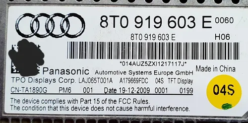 Pantalla Multimedia Audi A4 A5 Q5 2008 A 2015. 8t0 919 603