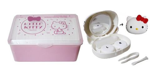 Porta Lentes De Contacto Hello Kitty + Caja Algodon Sanrio