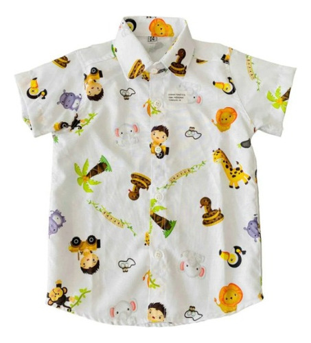 Camisa Social Safari Festa Aniversário Infantil Menino