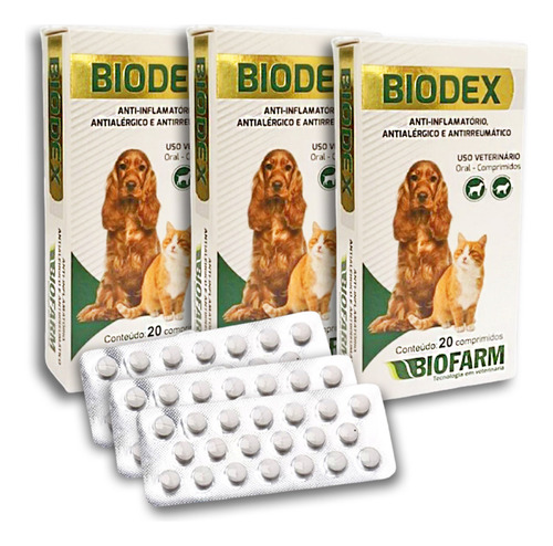 Kit 3 Biodex Anti-inflamatório E Antialérgico 20 Comprimidos