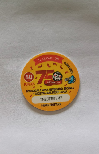 Tazo 75 Aniversario 11/75 Cheetos (Usado)