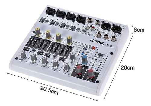 Consola Mezcladora De Audio Digital Ammoon Am -6r De 8 Canal