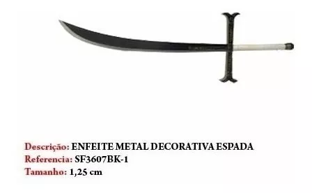 Espada Katana Metal One Piece Dracule Mihawk 25 Cm