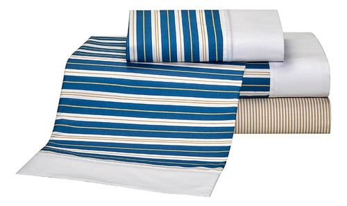 Juego De Sábanas Danubio Stripes Queen Size 144 Hilos Dominic Poseidon Estampado