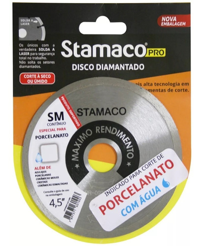 Disco De Corte Diamantado Sm Continuo 4,5 Polegada Stamaco Pro 1003