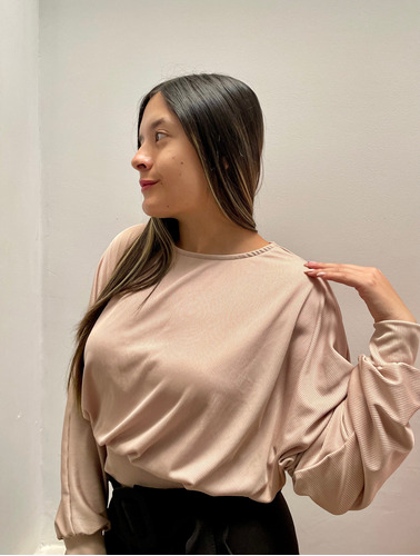 Blusa Con Escote En Espalda, Color Beige, Talla Única