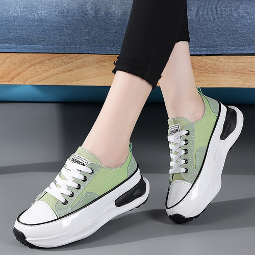 Zapatillas De Lona Para Mujer Con Plataforma Sin Cordones Y 