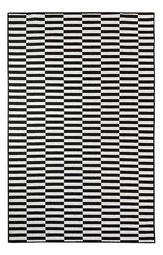 Tapete Sala Sem Pelo Listrado Preto Prata 300x350 Cm Listras