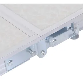 Mesa Plegable Aluminio Camping Con 4 Bancos Valija Playa Color Plateado