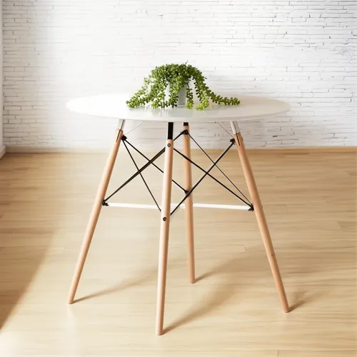 Mesita Comedor Mini Decoració Hogar 4 Puestos Redonda Madera