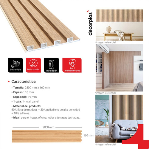 Wpc Wall Panel Por Caja De 14 Unds Color Roble _ Decorplas