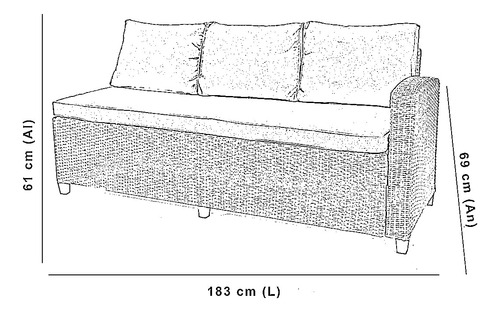 Sala de Jardin con 2 Sofás Y Mesa de Rattan Sintetico, Juego de Patio con Mesa y Cojines color Beige