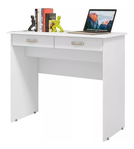 Imagem 3 de 4 de Escrivaninha EJ Móveis 2 Gavetas mdp de 900mm x 770mm x 450mm branco