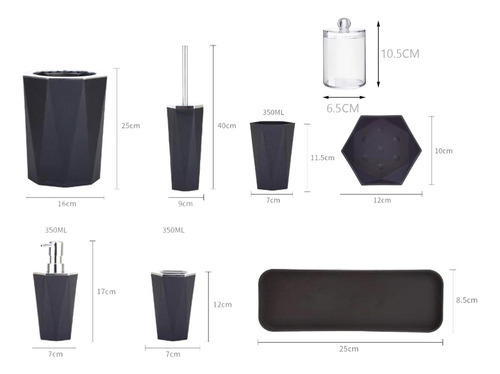 7 Uds Juegos De Decoración De Baño Caja De Hisopos Negro.