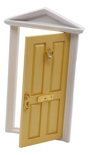 1:12 Puerta Multiusos De Madera Para Casas De Amarillo