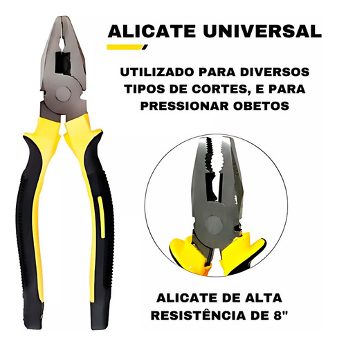 Alicate Universal Bico Corte Diagonal Profissional Kit 3