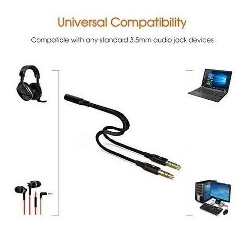 Imagen 3 de 6 de Adaptador De Audio 3,5 H A Mic + Auricular