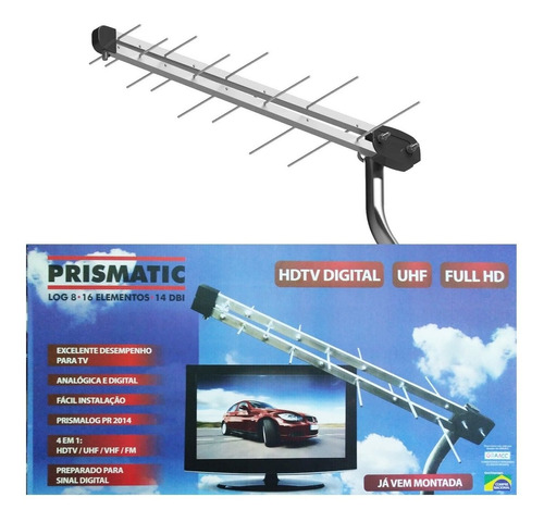 Antena Externa Para Tv Digital Hdtv 16 Elementos 14 Dbi Prismatic Log 8