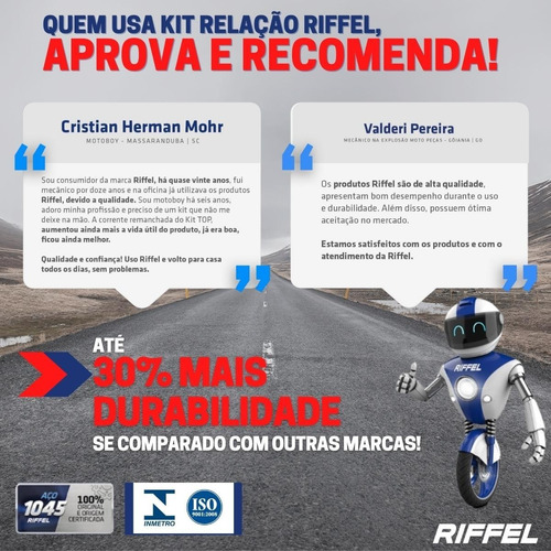 Kit Relação Ys 250 Fazer 2006 A 2017 Top Com Retentor Riffel