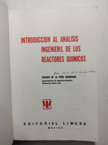 Introducción Al Análisis Ingenieril De Los Reactores Químico (Usado)