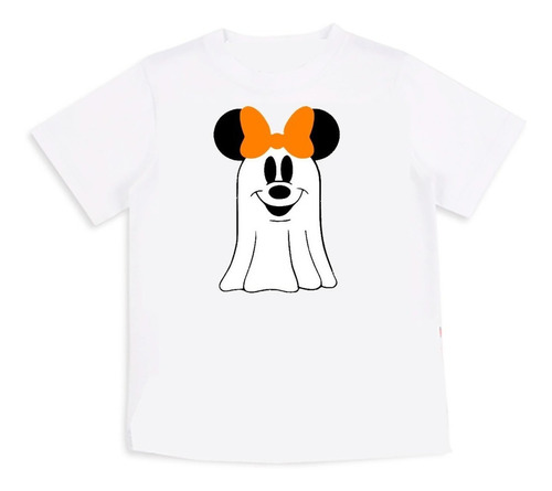 Polera Halloween Minnie Fantasma 100% Algodon Niño Niña