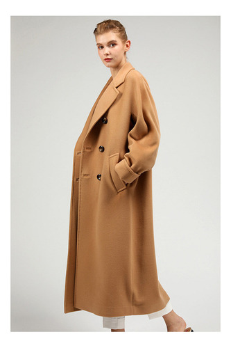 Gabardina Larga Abrigo Elegante Felpa Cruzada De Para Mujer