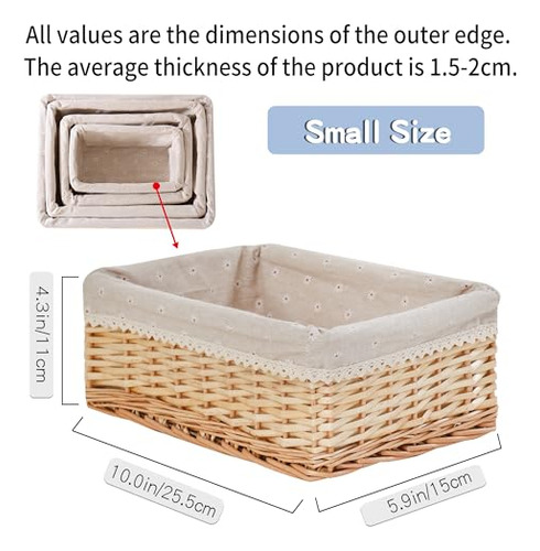 Cesta De Almacenamiento Rectangular De Mimbre Pequeño