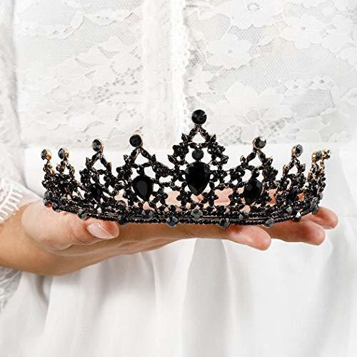 Haloty Baroque Crystal Wedding Crowns Black Bride Diademas 