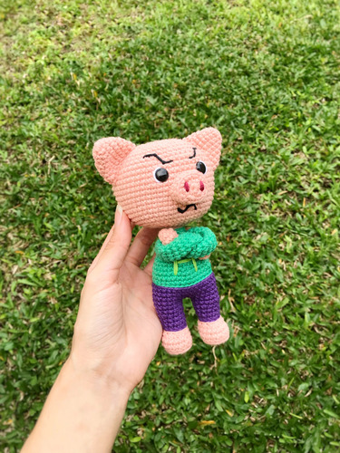 Cerdito Enojon Plimplim Amigurumi Muñeco Tejido Cerdo Gruñon