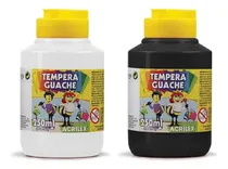 Comprar Kit 2 Potes Tinta Guache Preto E Branco 250ml  - Acrilex