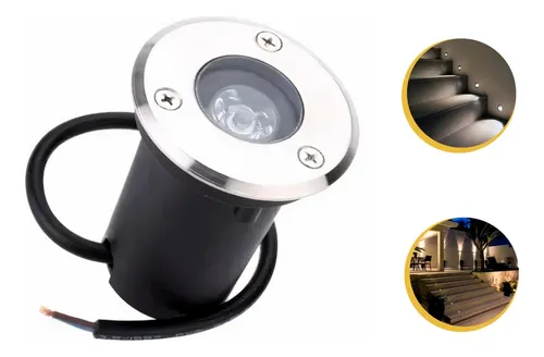comprar Balizador Spot Led Chão Piso Jardim 1w Embutir Blindado Solo Cor Da Cúpula Prateado Cor Da Estrutura Preto - Branco Quente