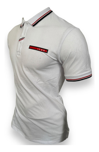 Playera Moderna Hombre Cuello Polo Franja Icon Slim Premium