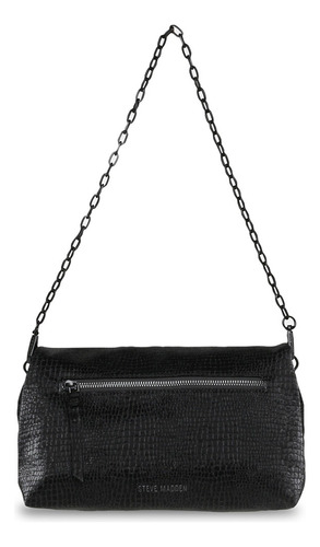 Bolsa Braydenc Steve Madden Mujer Acabado de los herrajes Niquel Color Negro Correa de hombro Negro Diseño de la tela Estampado en croco