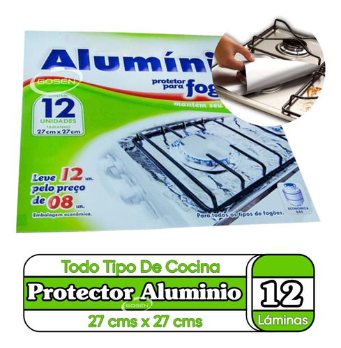 Papel Aluminio 12 Laminas Protector Cocina Laminas Aluminio