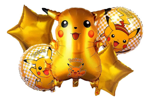 Bouquet   Decoración Pikachu Estrellas Doradas Cumpleaños