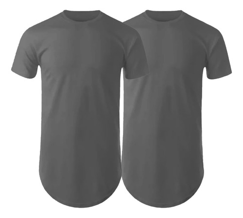Kit 2 Camisetas Longline Manga Longa Estilo Slim Fitness