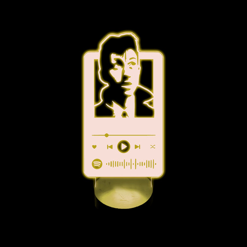 Lámpara De Mesa Arctic Monkeys Spotify Base Madera