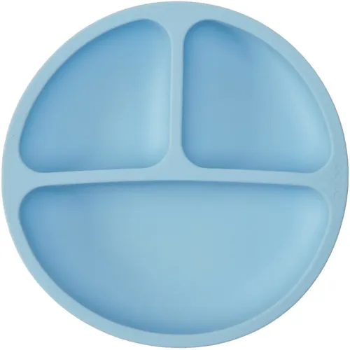 Prato infantil Redondo em  Silicone com Divisórias e Ventosas Buba Azul