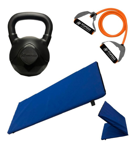Pesa Rusa 4 Kg + Banda Elastica Media + Colchoneta Kit Set Color