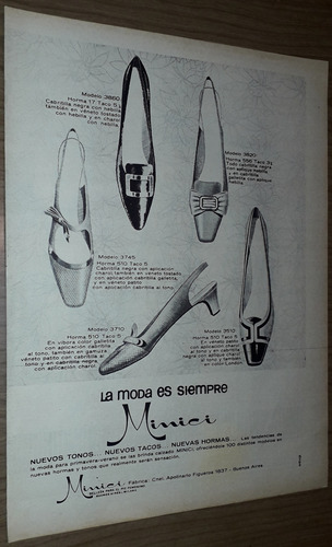 P278 Clipping Publicidad Zapatos Dama Minici Año 1966 (Usado)