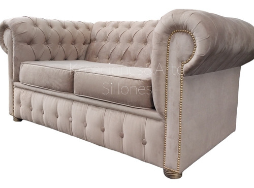 Sillón Sofá Chesterfield 2c 1.60 En Pana Antimanchas Visón 