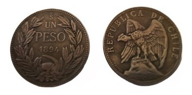 Moneda Conmemorativa Valor Histórico Chile Peso 1894
