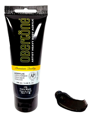 Tubo Pintura Acrilica Profesional Obertöne Heavy Body 100ml Color 170 Negro De Marfil