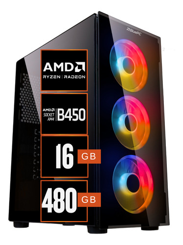 Pc Gamer Completo Amd Ryzen 5 5600gt 16gb Ssd 480gb 500w 21