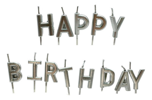 Velas Happy Birthday Plateadas De Letras Cake Toppers Cumple