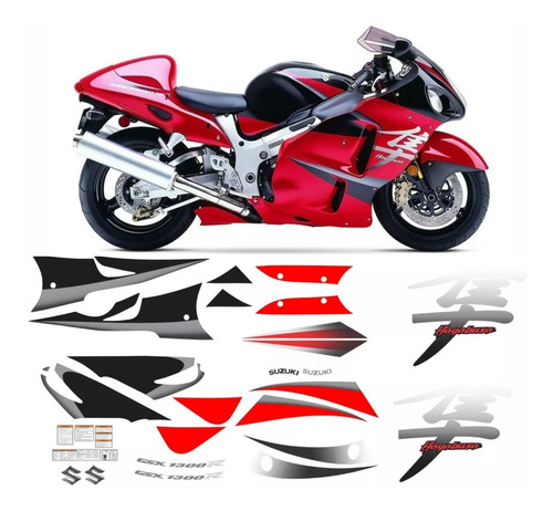 Kit Completo Adesivos Hayabusa Gsx 1300r 2005 Vermelha/preta