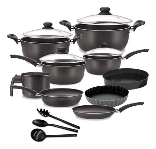 Kit De Caçarola Top Cook 12 Antiaderente Peças Dona Chefa Cor Preto