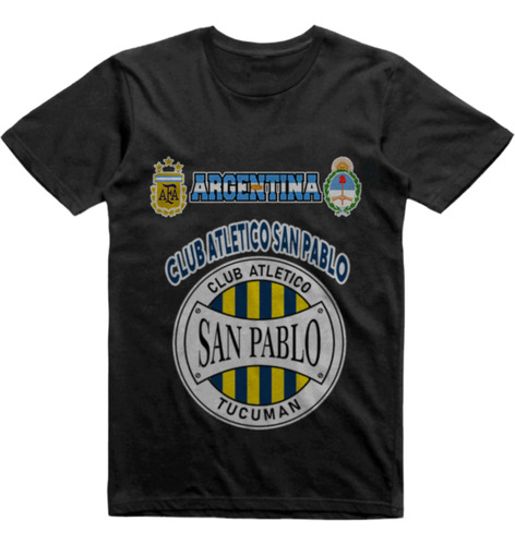 Remera Algodon Negra Club San Pablo Tucuman