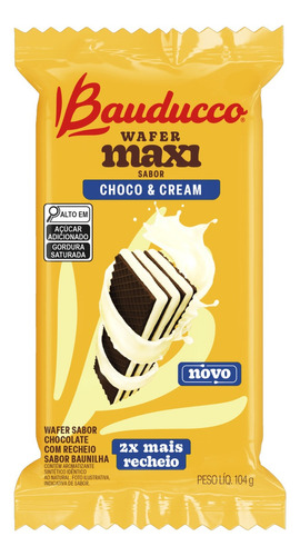 Wafer Maxi Choco & Cream Chocolate C/ Baunilha Bauducco 104g