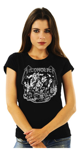Polera Mujer Metallica Alcoholica Metal Impresión Directa